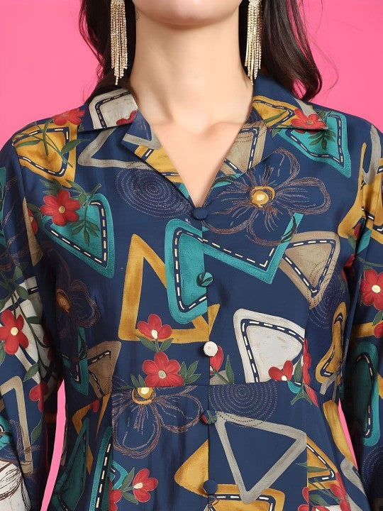 Printed Pure Cotton Shirt & Trousers Co-Ord