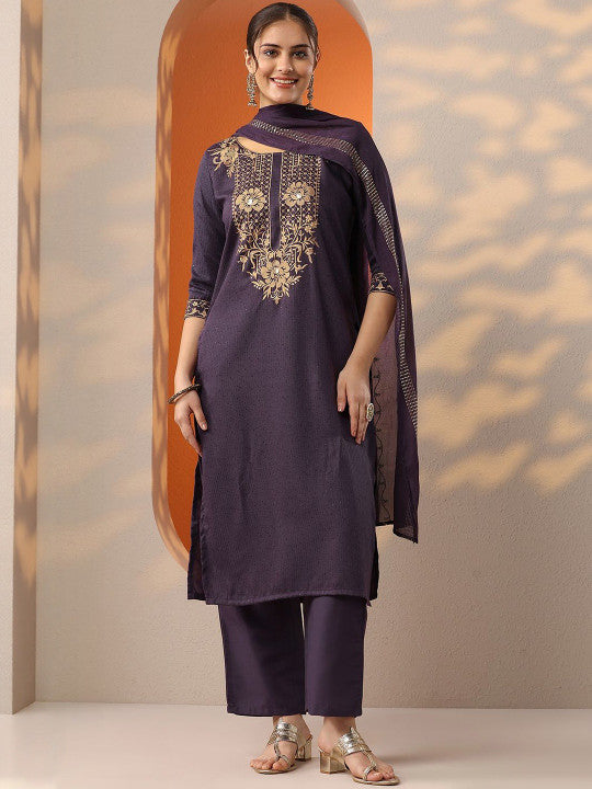 Gerua By Libas Women Ethnic Motifs Embroidered Kurta with Trousers & Dupatta