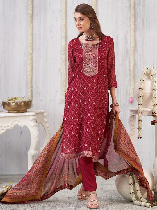 Anouk Ethnic Motifs Embroidered Zardozi Organza Kurta