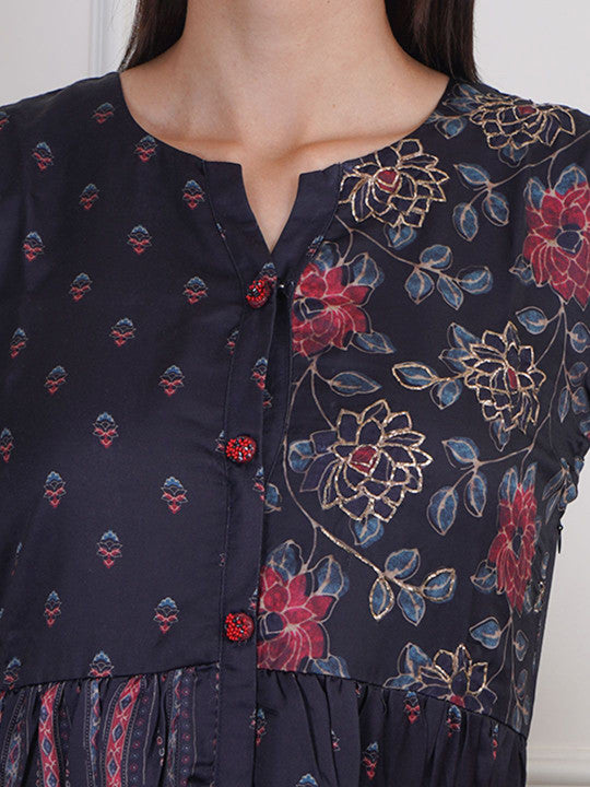 Adwitiya Women Floral Satin Fit & Flare Maxi Dress