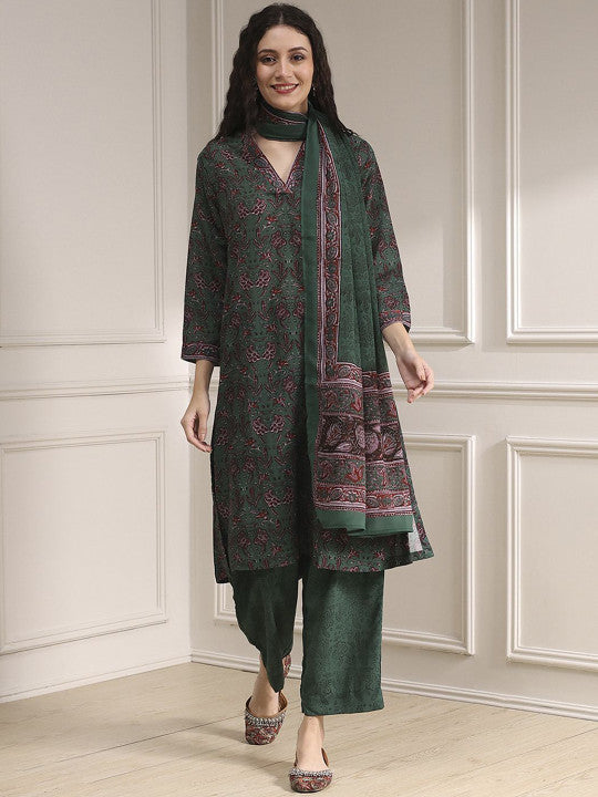 Biba Women Floral Printed Regular Kurta with Palazzos & Dupatta