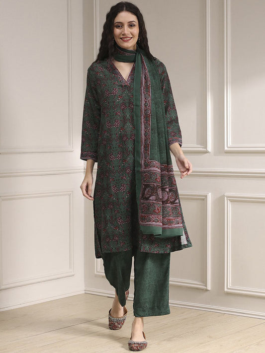 Biba Women Floral Printed Regular Kurta with Palazzos & Dupatta