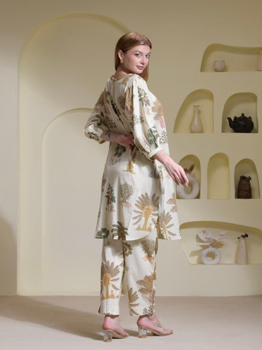 The Quince Life Printed Pure Cotton Tunic With Trousers Co-Ords