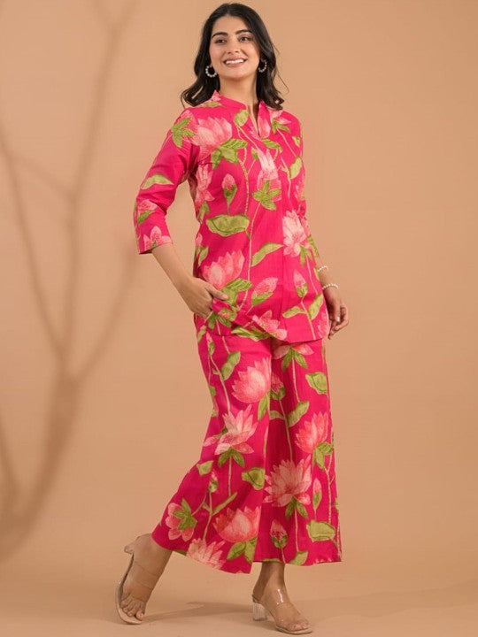 Printed Cotton Tunic With Palazzo Co-Ords