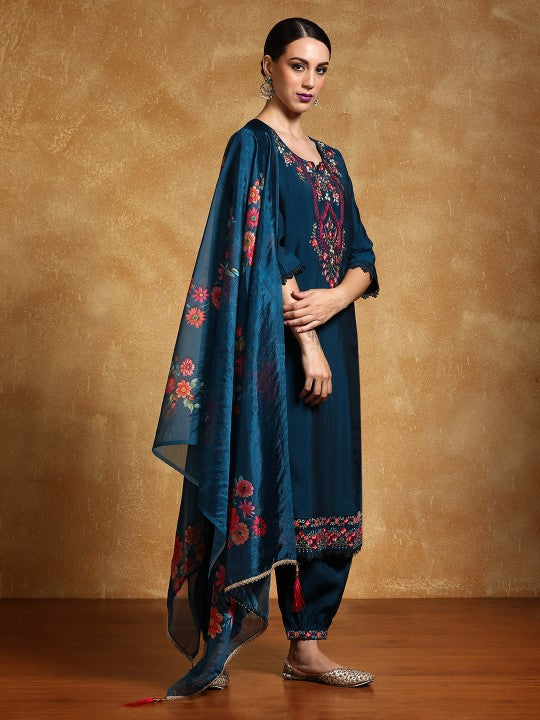 Varanga Women Floral Yoke Design Regular Kurta