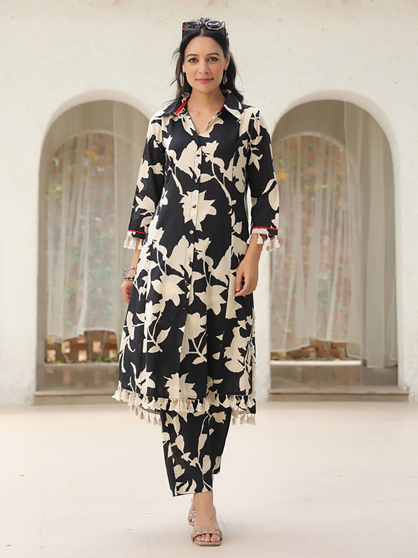 Floral Printed Shirt Collar Pure Cotton Co-Ord (Set of 2)
