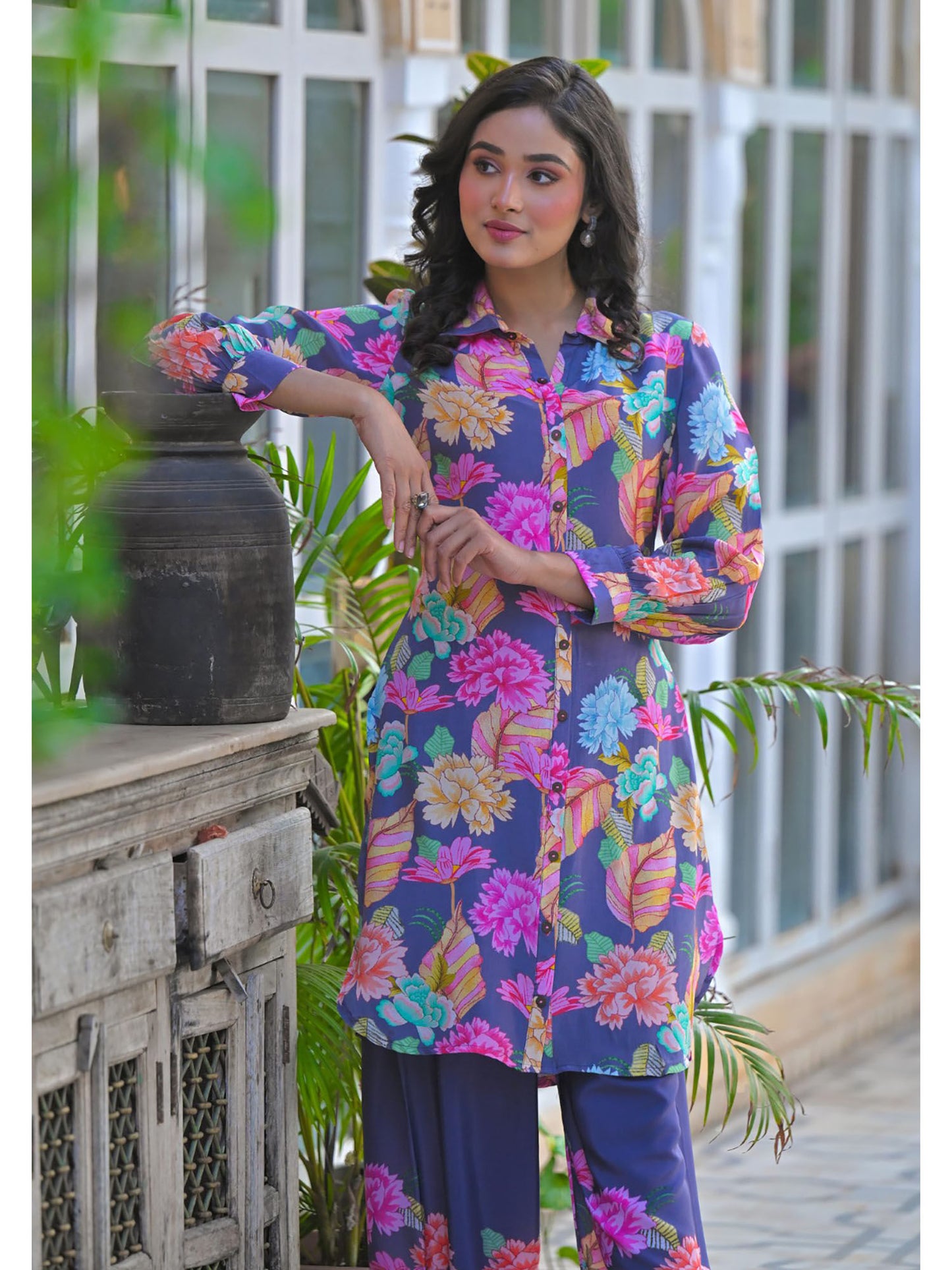Vastramaya Plum Printed Co-Ord (Set of 2)