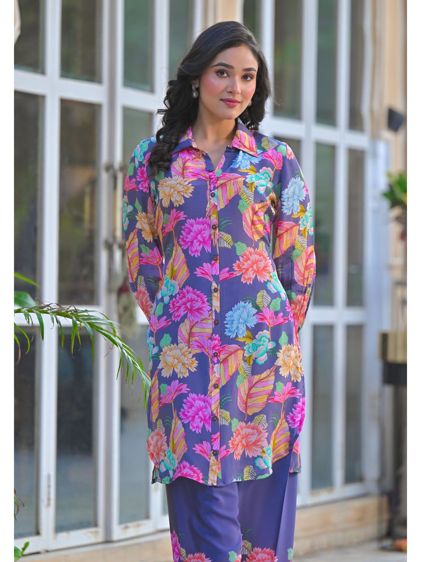 Vastramaya Plum Printed Co-Ord (Set of 2)