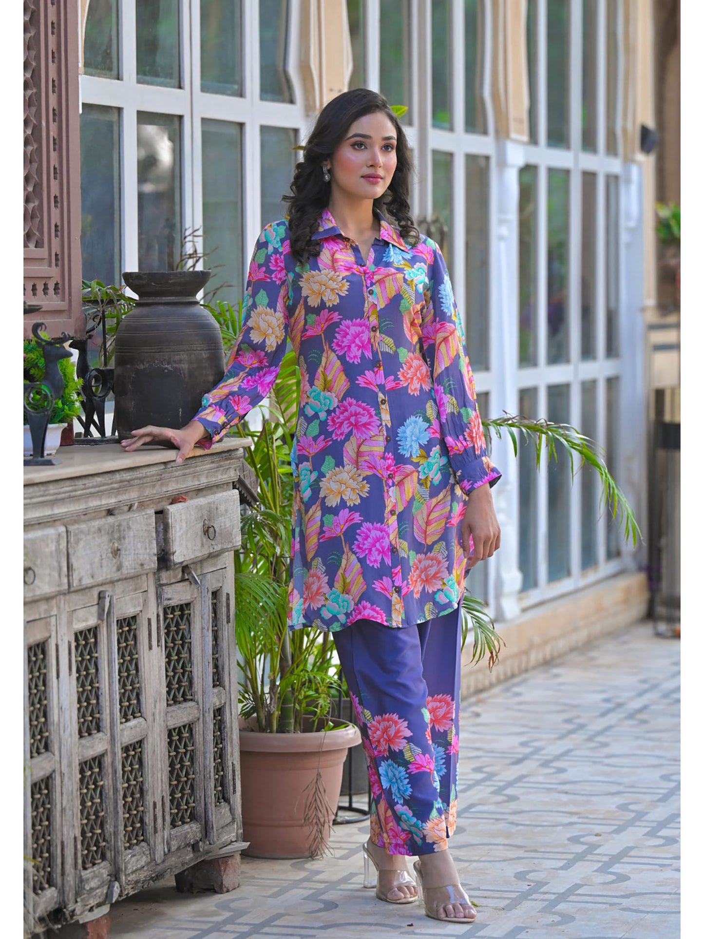 Vastramaya Plum Printed Co-Ord (Set of 2)
