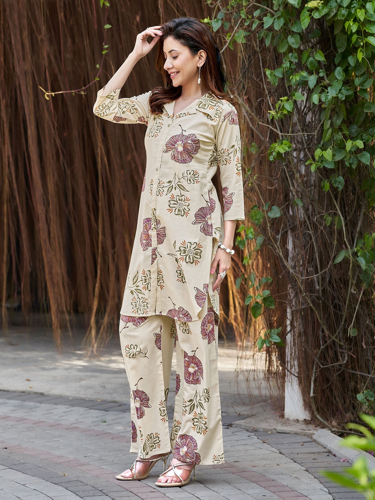 Women Multicolor Cotton Floral Printed Co-Ord (Set of 2)
