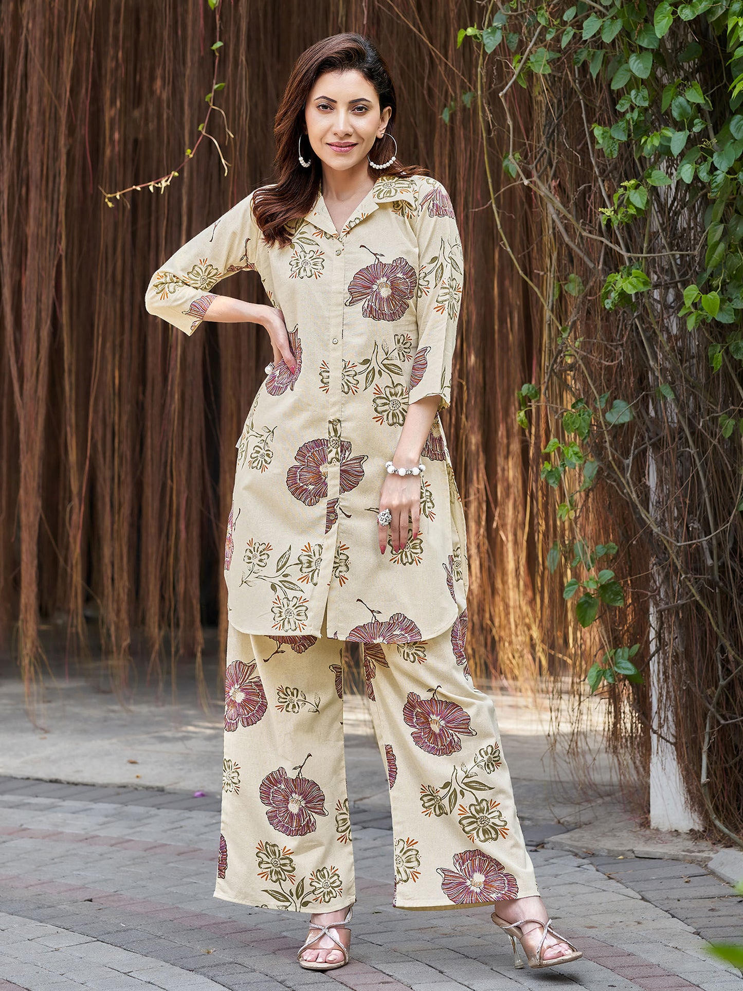Women Multicolor Cotton Floral Printed Co-Ord (Set of 2)