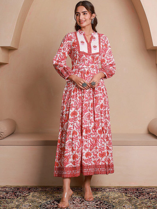 GULAB CHAND TRENDS Ethnic Motifs Printed Belted Detail Kurta