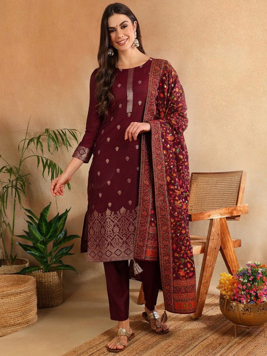 AHIKA Ethnic Motifs Woven Design Straight Kurta