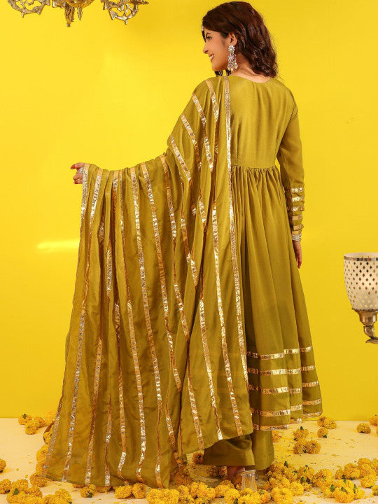 ASHEERA Women Pleated Gotta Patti Kurta & Palazzos & With Dupatta