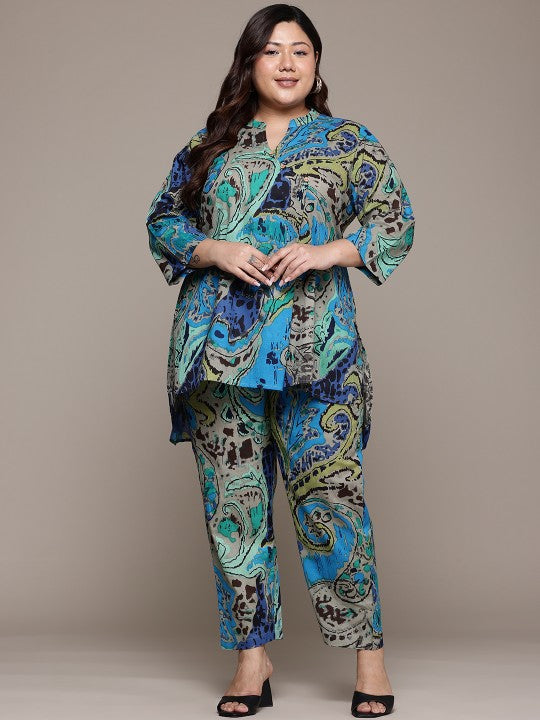Printed Pure Cotton Tunic With Trousers