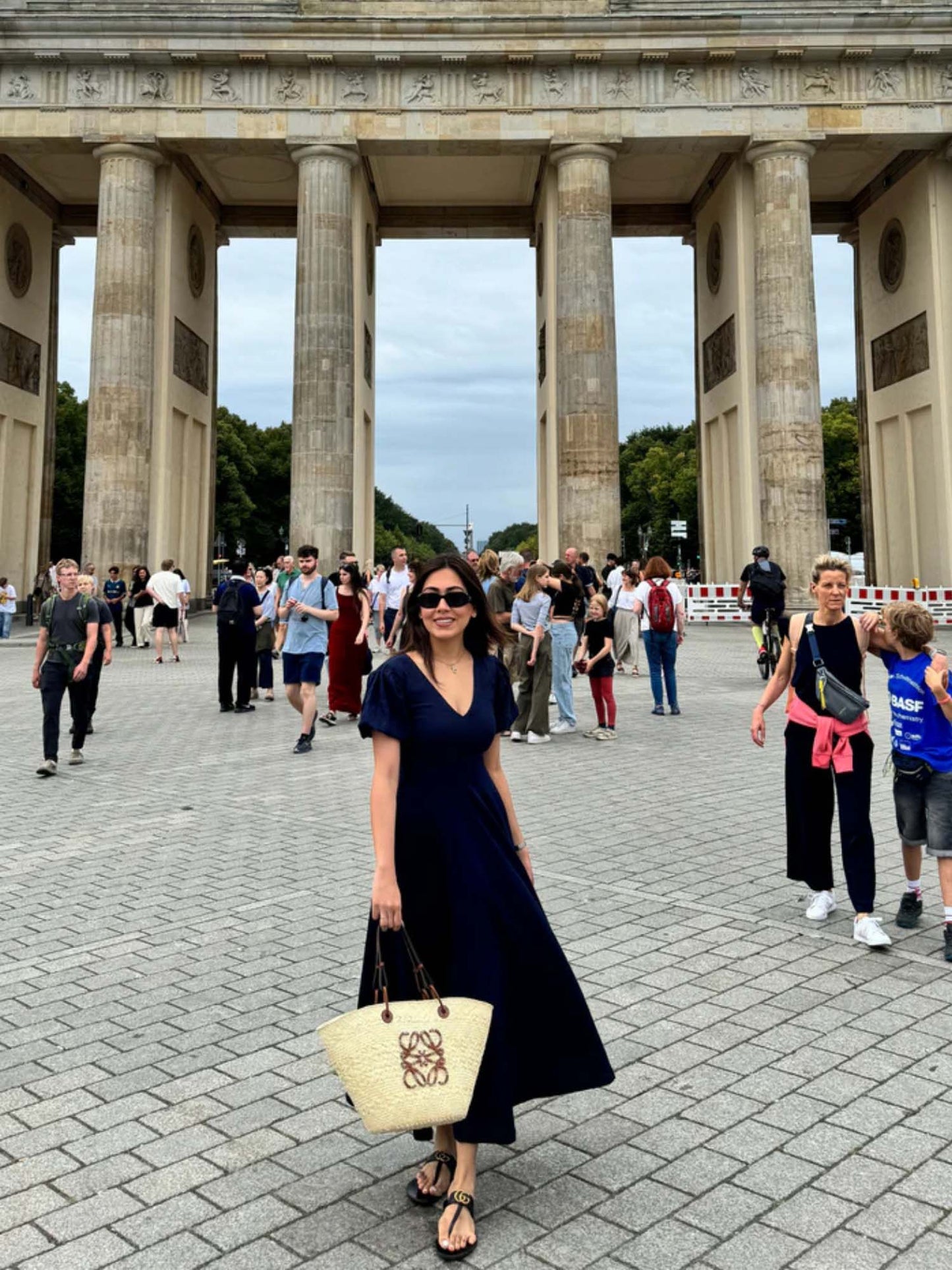 Brezza Navy Blue V-Neck Maxi Dress