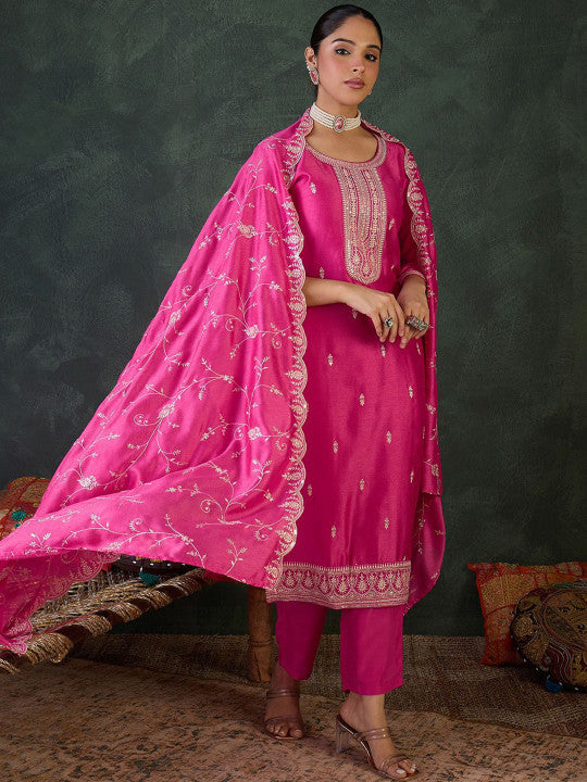 Indo Era Women Ethnic Motifs Embroidered Kurta with Trousers & Dupatta
