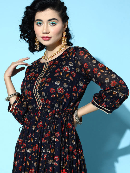 Printed Flared Fit and Flare Ethnic Dresses