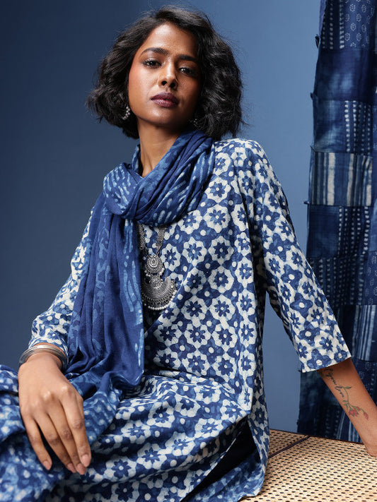 Taavi Floral Printed Block Print Legacy Kurta with Trousers & Dupatta