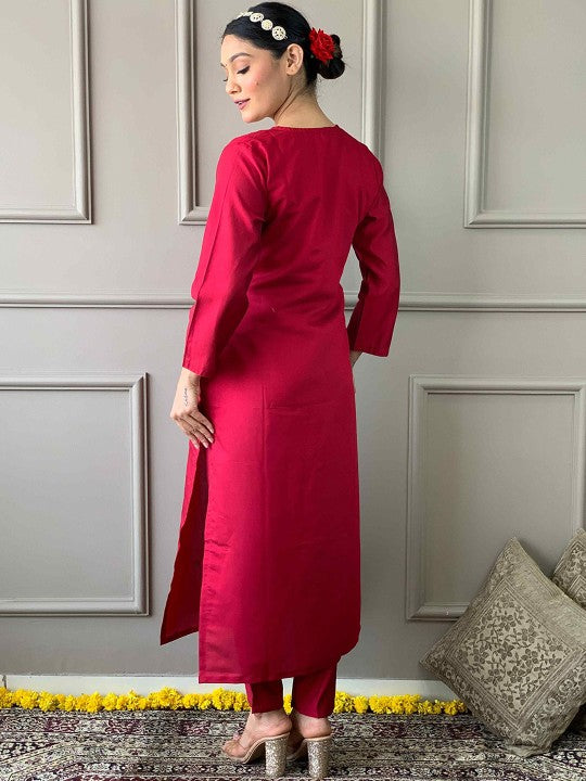 HERE&NOW Women Embroidered Regular Sequinned Chanderi Silk Kurti
