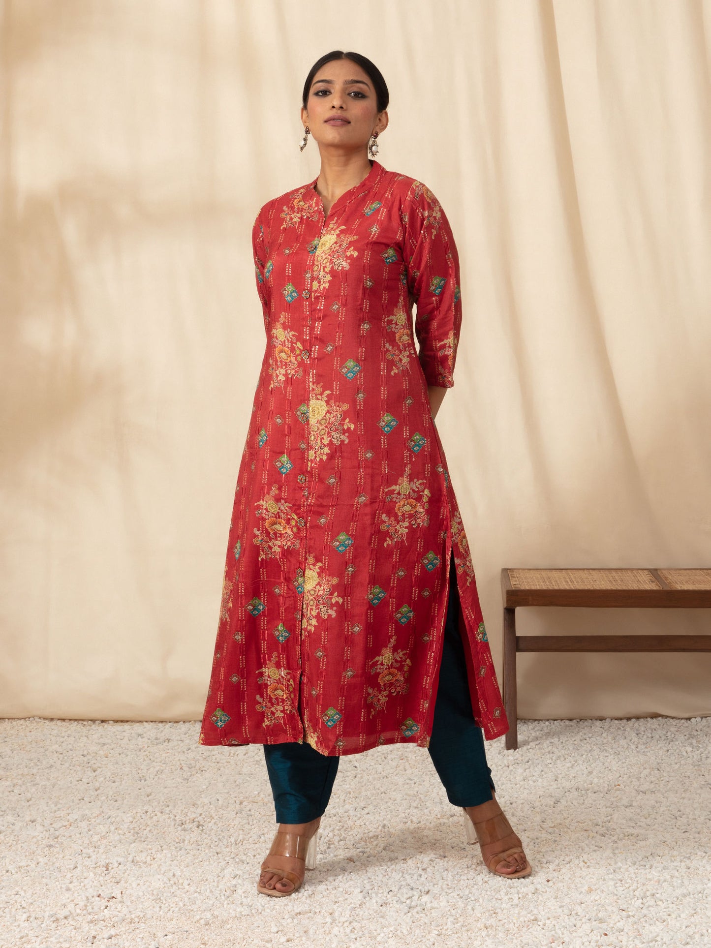 Floral Printed Straight Kurta Pant Dupatta LIKSKD57 (Set of 3)