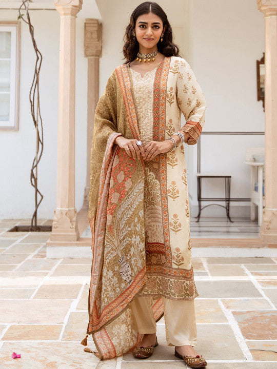 Ishin Women Ethnic Motifs Printed Regular Kurta with Trousers & With Dupatta