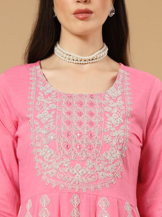 IkDaiya Women Ethnic Motifs Embroidered Regular Pure Cotton Kurta with Trousers & Dupatta