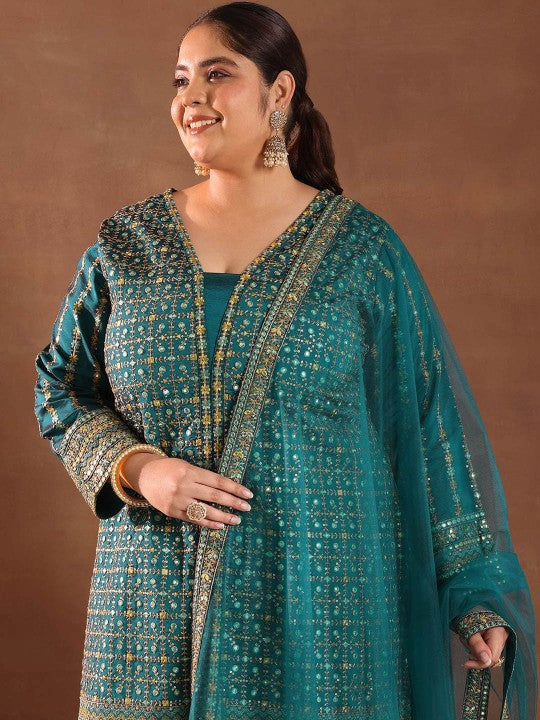 EXTRA LOVE BY LIBAS Plus Size Ethnic Motifs Embroidered Kurta