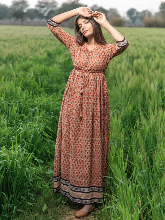 Earthen Bliss Block Printed Cotton Dress