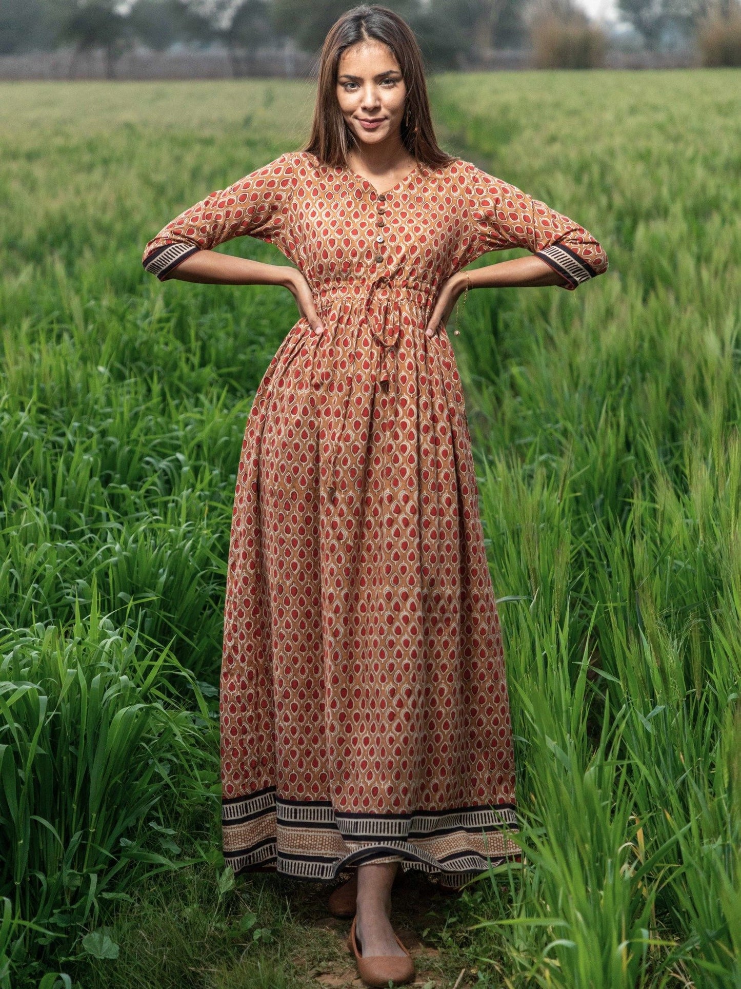 Earthen Bliss Block Printed Cotton Dress