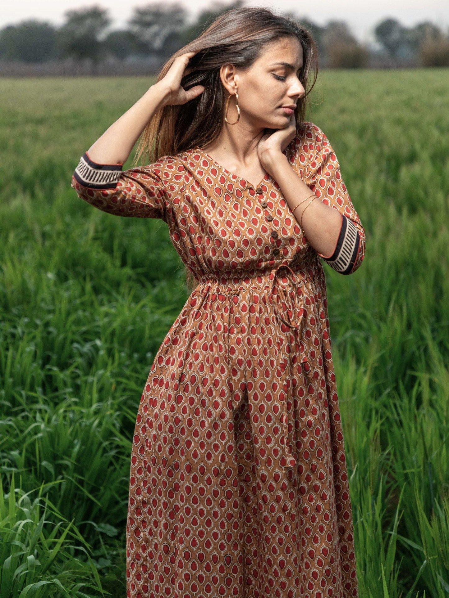 Earthen Bliss Block Printed Cotton Dress