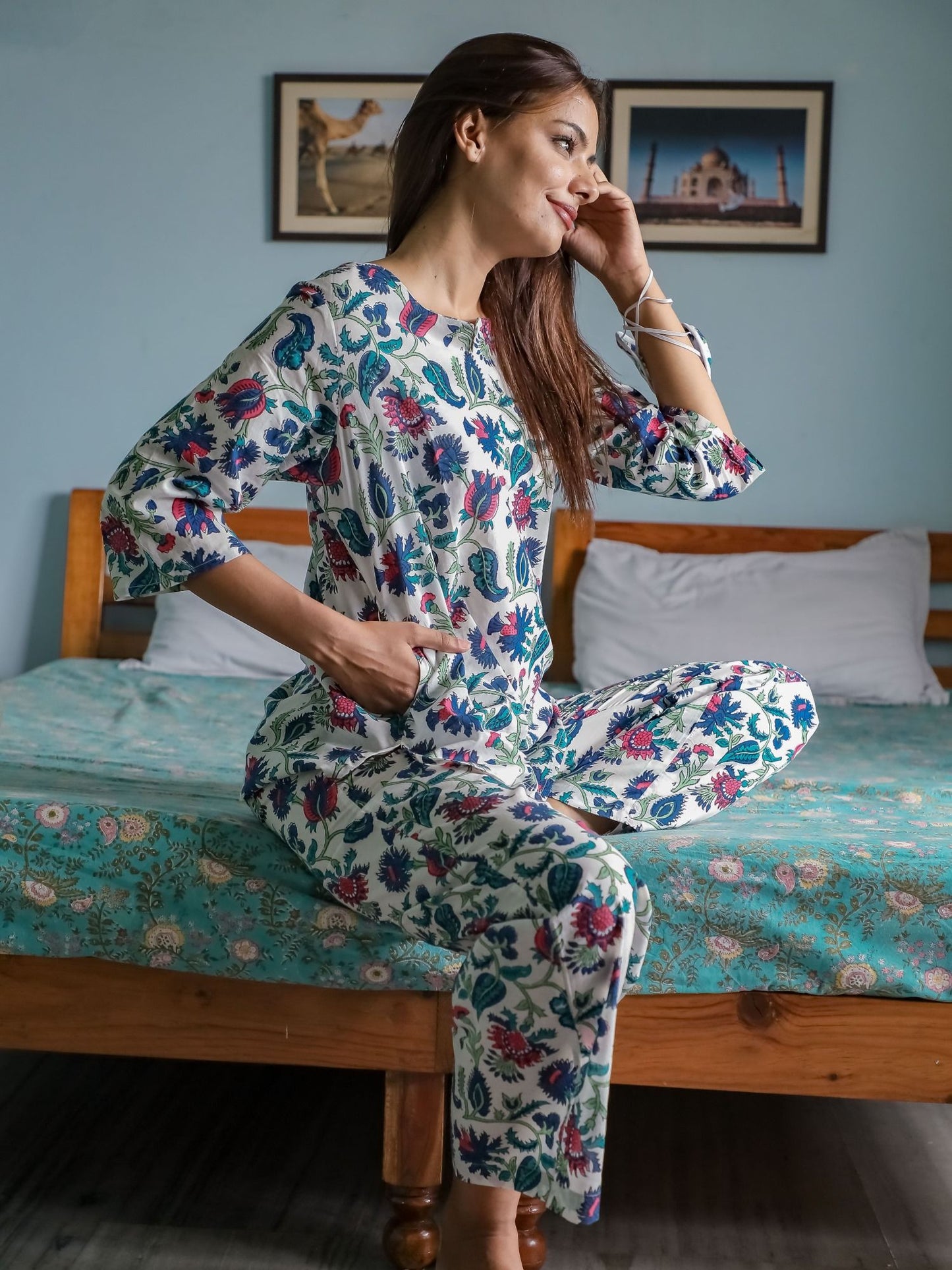 Spring Whisper Block Printed Cotton Top and Pant (Set of 2)