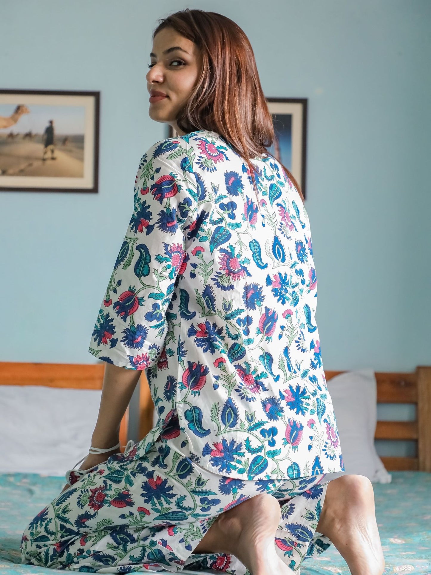 Spring Whisper Block Printed Cotton Top and Pant (Set of 2)