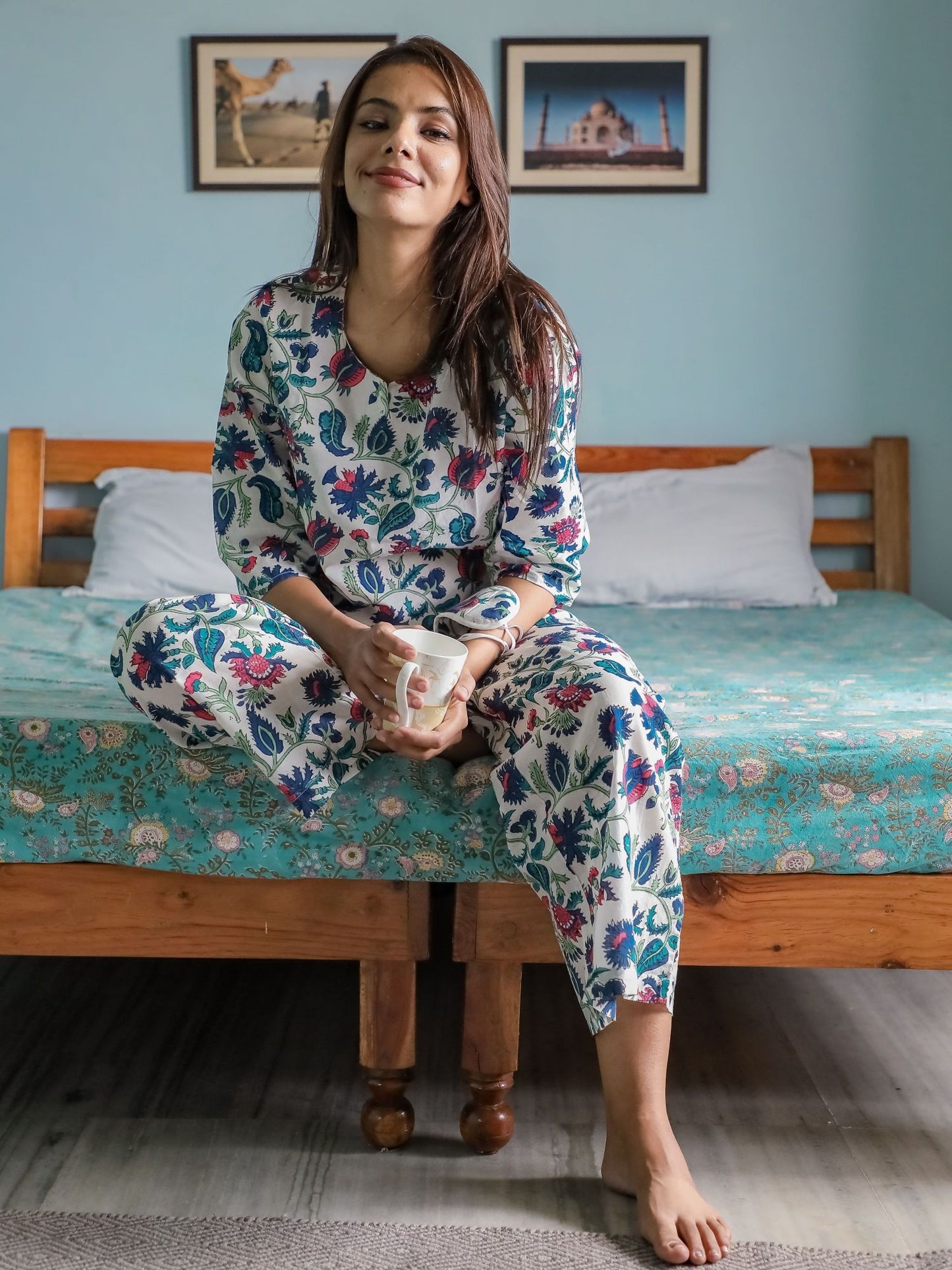 Spring Whisper Block Printed Cotton Top and Pant (Set of 2)