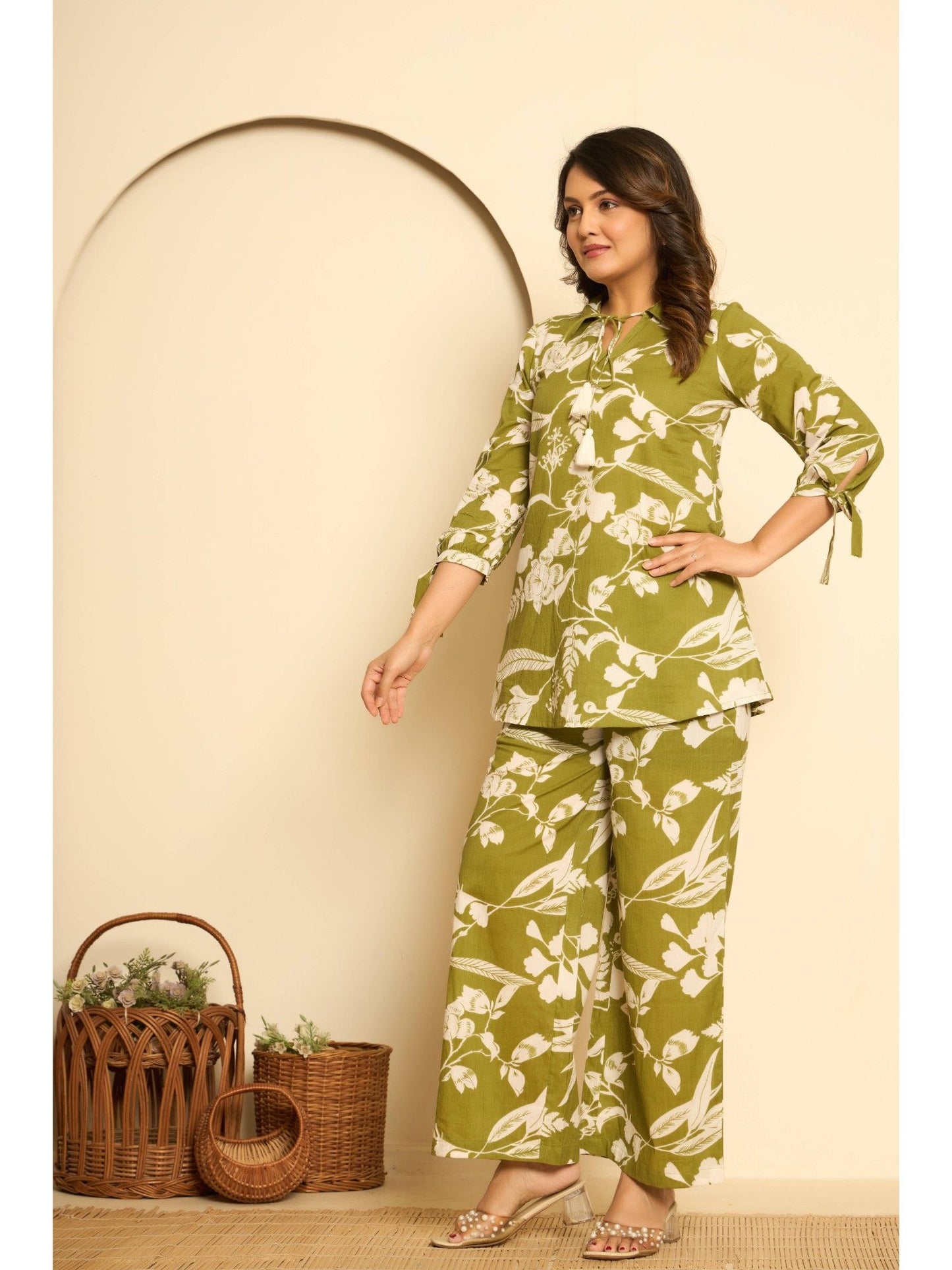 Green Printed Cotton Co-ords (Set of 2)
