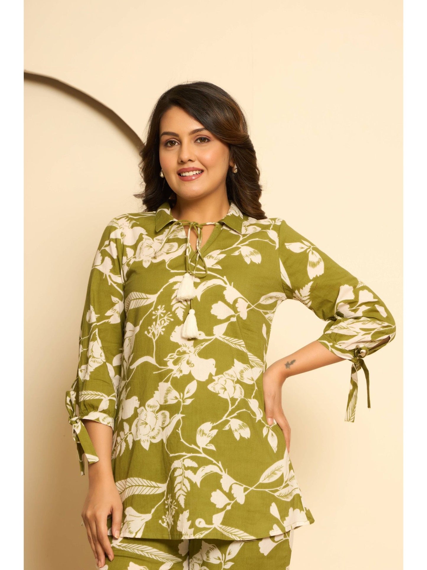 Green Printed Cotton Co-ords (Set of 2)
