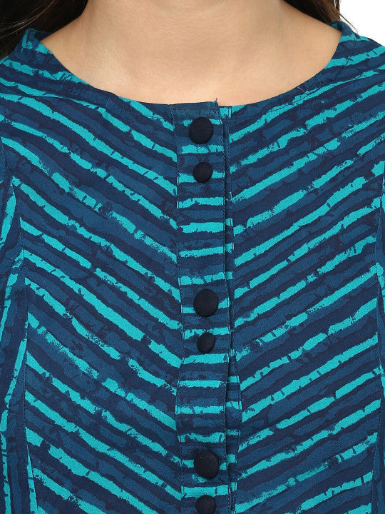 Idalia Striped Cotton A-Line Midi Ethnic Dress