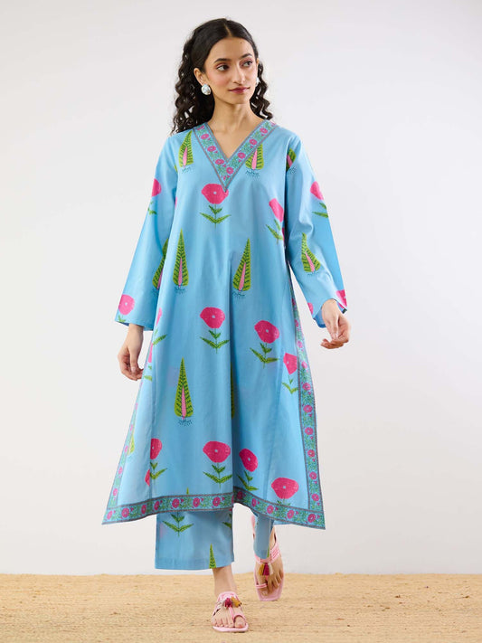 Blue Begum’s Bagh Printed Kurta and Pant Co-ord (Set of 2)