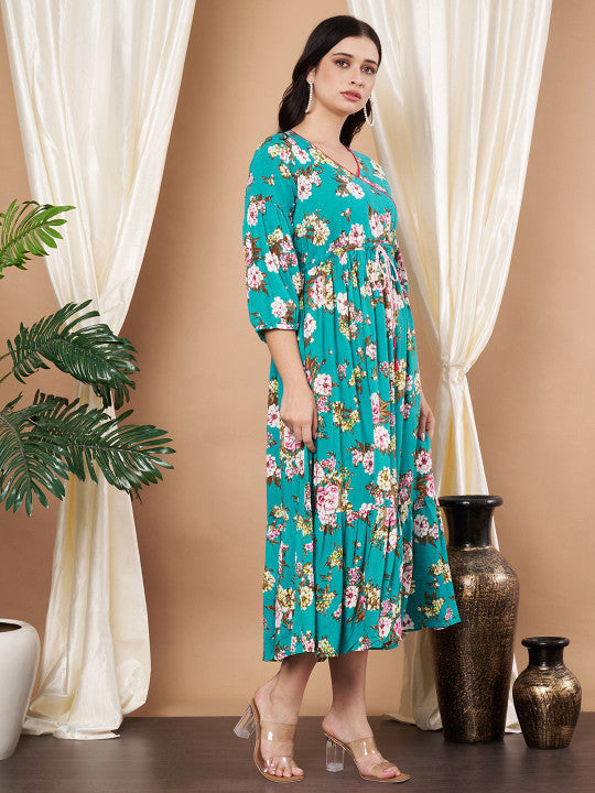Anouk Women Floral Printed Fit and Flare Midi Dress
