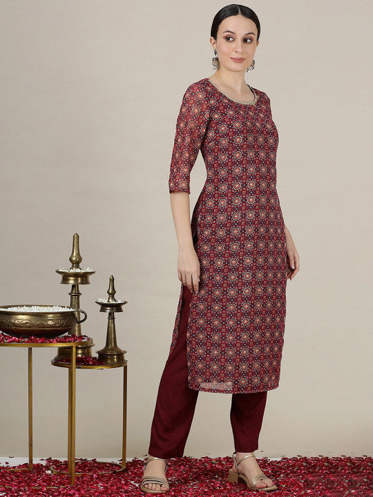 AURELIA Women Printed Kurta with Palazzos & With Dupatta