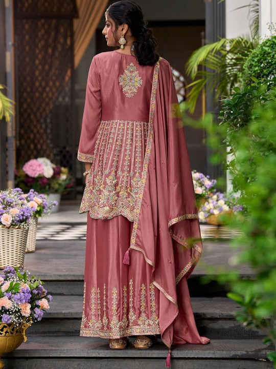 Indo Era Floral Embroidered Sequinned Chinon A-Line Kurta