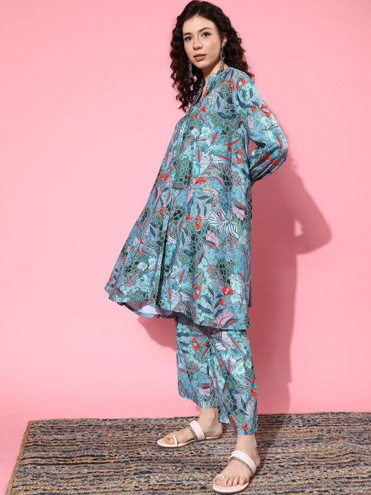 Varanga Abstract Printed A-Line Kurta With Trouser