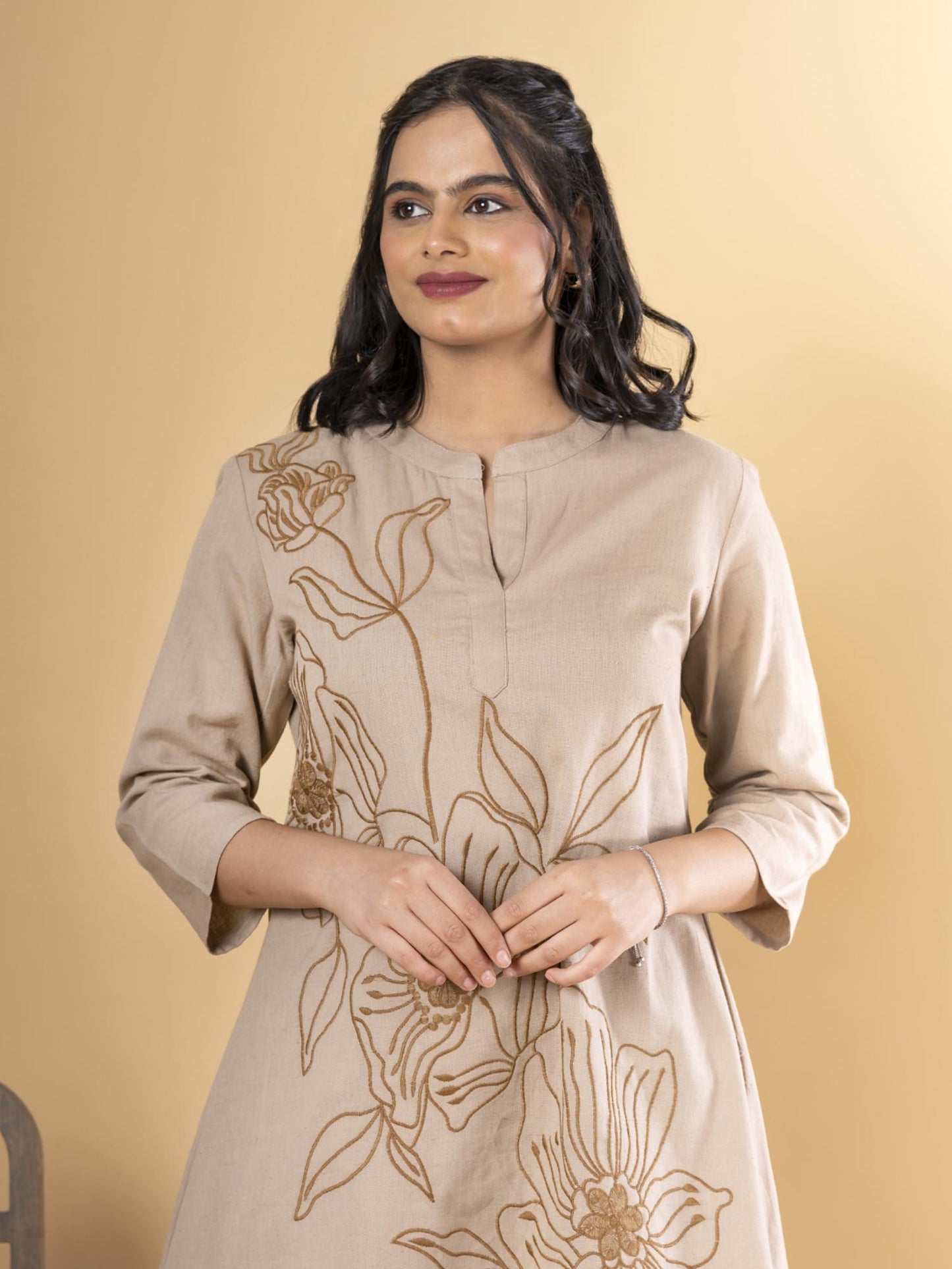 A Line Style Cotton Flex Beige Co-Ord (Set of 2)