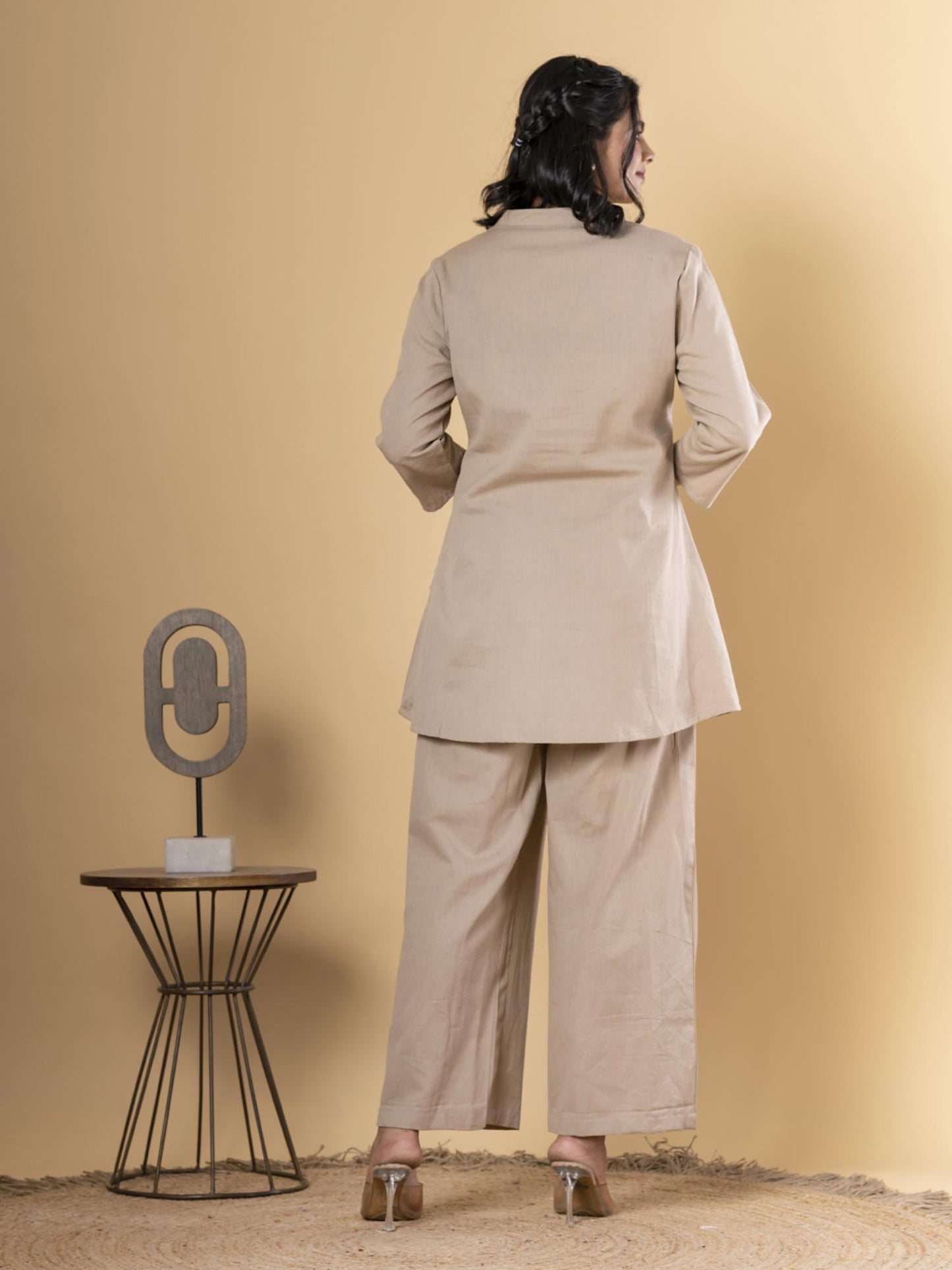 A Line Style Cotton Flex Beige Co-Ord (Set of 2)