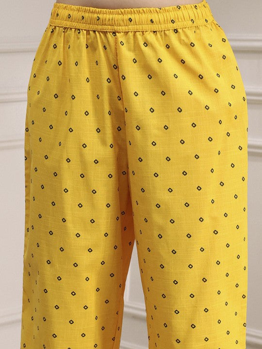 Biba Floral Printed V-Neck Pure Cotton A-Line Kurta With Palazzos & Dupatta