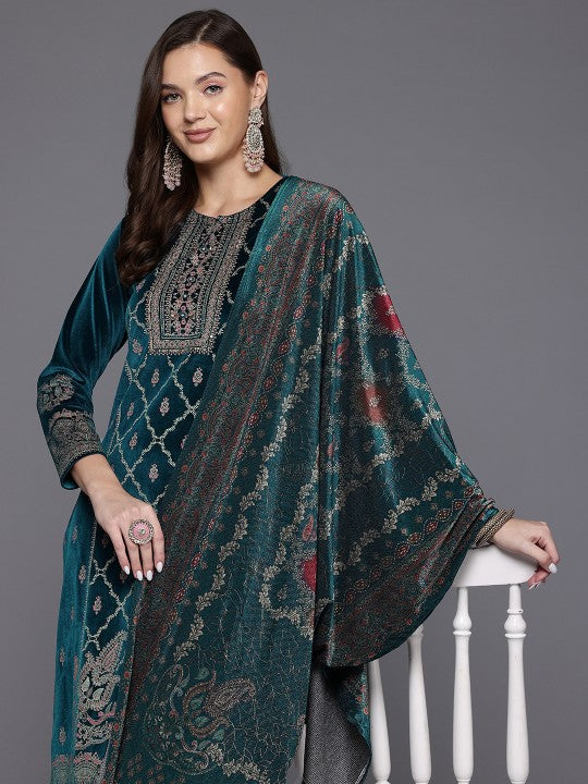 Cayman Ethnic Motifs Sequinned Pure Wool Kurta