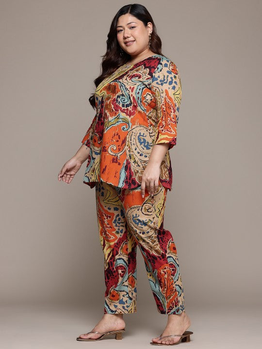 Printed Pure Cotton Tunic With Trousers