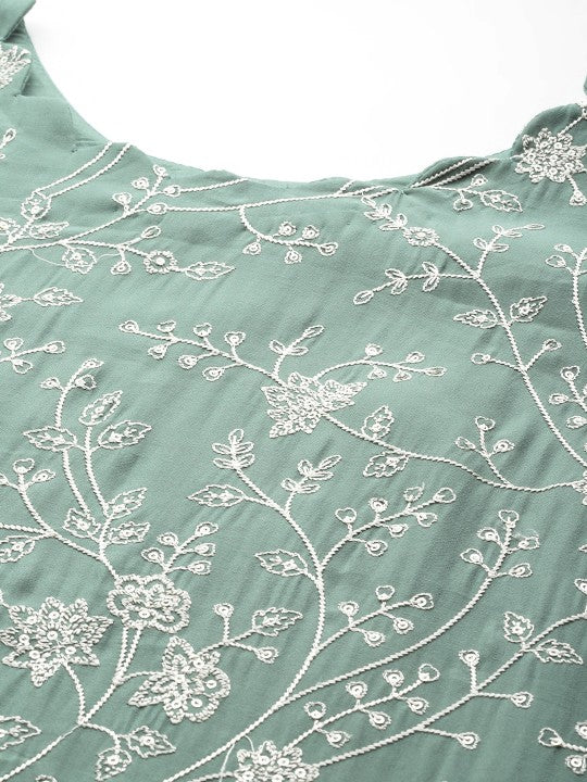 Varanga Women Floral Embroidered Thread Work Kurta