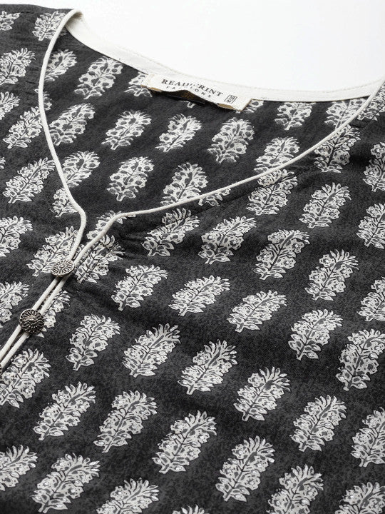 Floral Printed Pure Cotton Kurta with Trousers & Dupatta