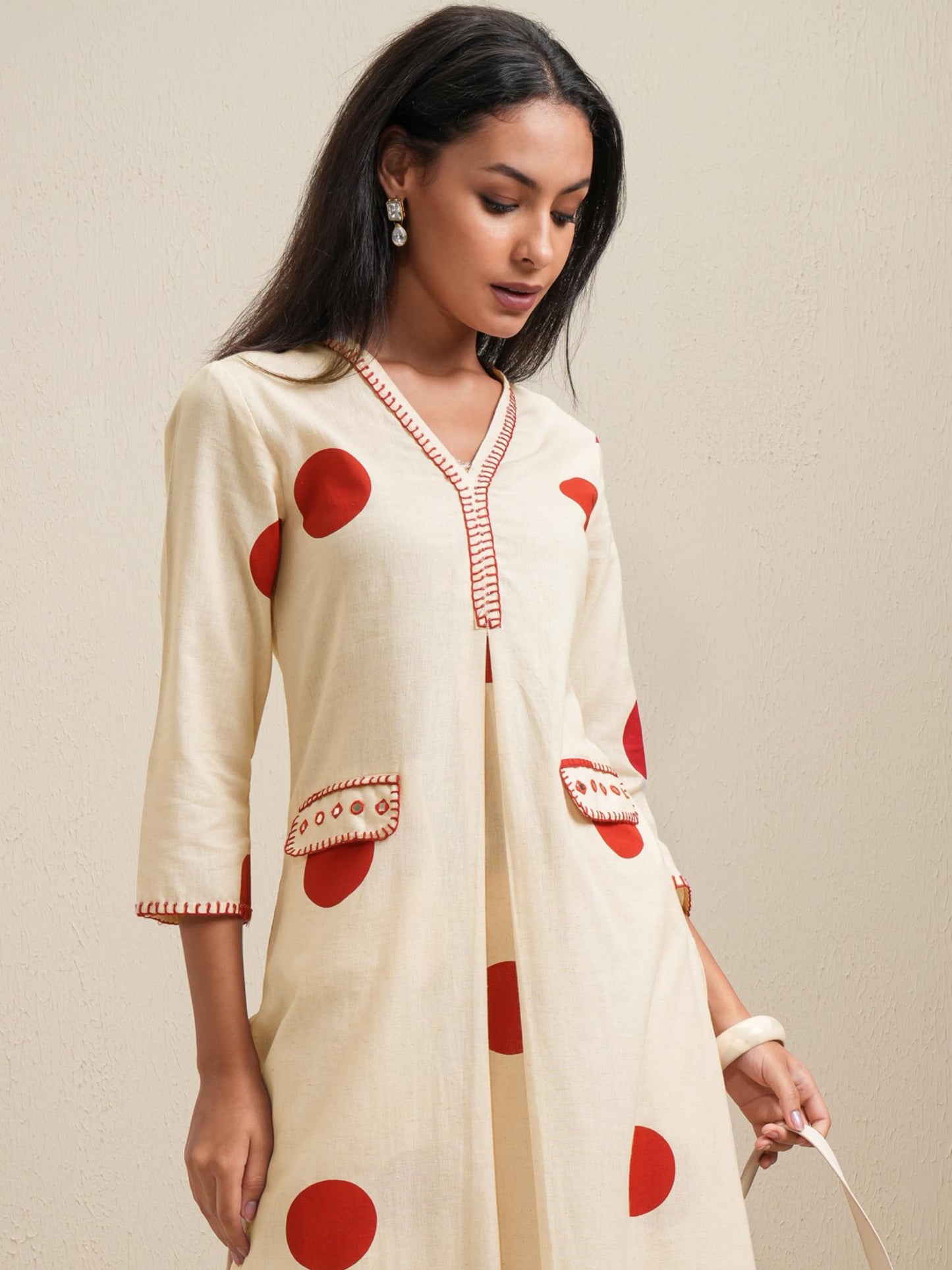 Women Red Polka Dots Co-ord (Set of 2)